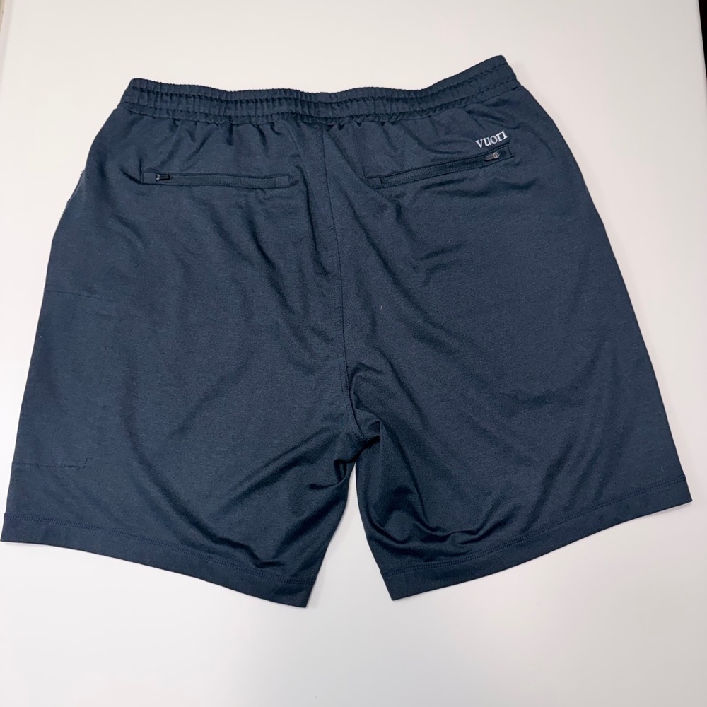 VUORI Men's Navy Athletic Shorts with Zip Pocket - Picture 2 of 4